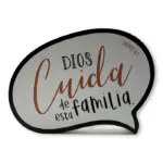 Plaqué forma diálogo, Colección palabras sabias de la Biblia "Dios cuida de esta familia"