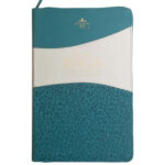 Biblia con Cierre Letra Grande 12 puntos para Mujer RV1960 imit piel turquesa y blanco con cierre