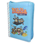 Biblia RVR60 Mi Gran Viaje bolsillo, Imit. piel azul rayas con cierre