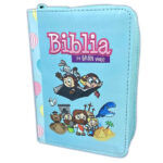 Biblia RVR60 Mi Gran Viaje bolsillo. Imit. piel turquesa globos con cierre