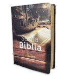 Biblia RV1960 Letra Gigante 15 pts. Imit. piel barco sobre libro