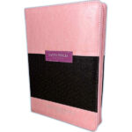 Biblia RVR1960 Letra Súper Gigante 19 pts. Imitación Piel Rosa/Café. Con cierre e índice