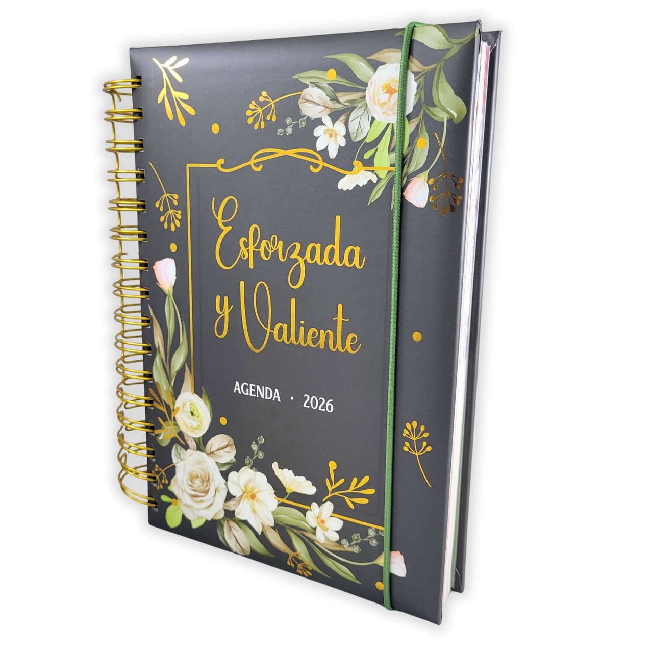 Agenda Esforzada y Valiente 2026 - Floral negra