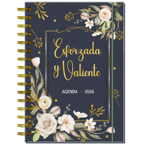 Agenda Esforzada y Valiente 2026 - Floral negra