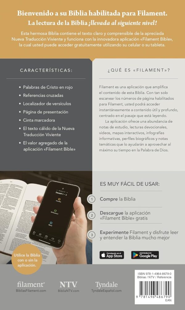 Biblia ultrafina NTV, con Filament (SentiPiel, Negro, Letra Roja)