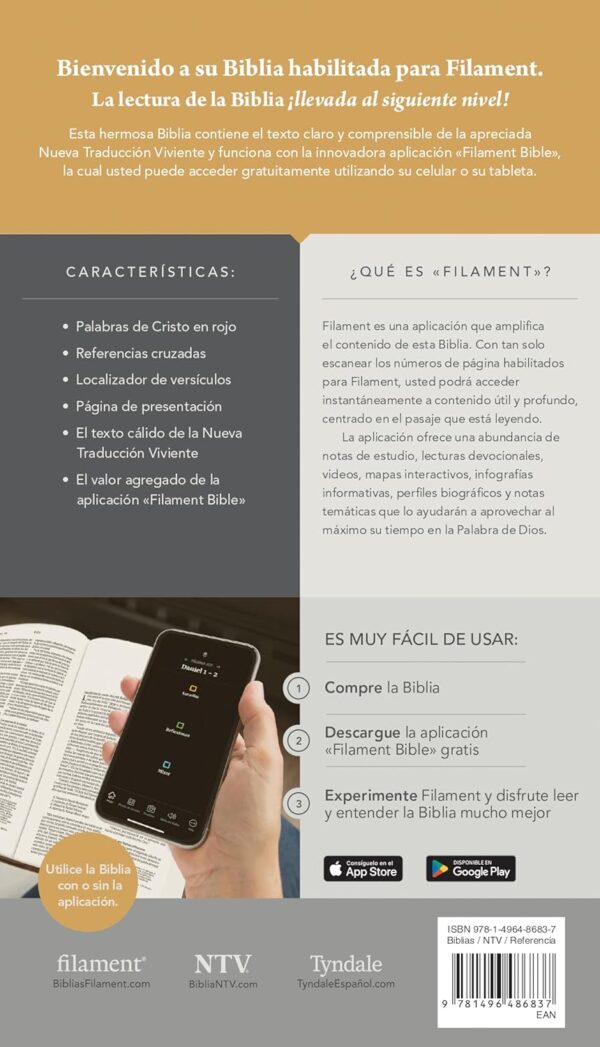 Biblia ultrafina NTV de zíper, con Filament (SentiPiel, Floral, Letra Roja)