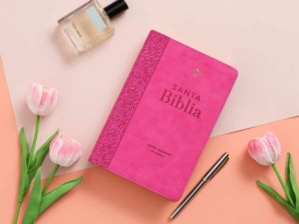 Biblia RVR1960 Tamaño Manual, Letra Gigante 14 pts. Imitación piel Rosa