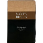 Biblia RVR1960 Tamaño manual, Letra Gigante 14 pts. Imit. Piel Tricolor beige/café/negro, con cierre