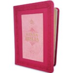 Biblia RVR1960 Tamaño Portátil 12 pts. Imit. piel cuadrado rosa/fucsia