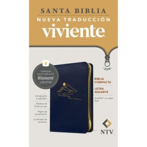 Biblia compacta NTV, letra gigante de zíper con Filament (SentiPiel, Azul)