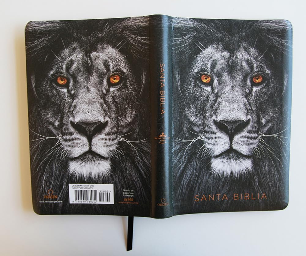 Biblia RVR 1960 letra grande tamaño manual, símil piel León de Juda