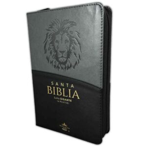 Biblia RVR60 Letra Gigante 14 pts. Imit. Piel negro/gris león con cierre e índice