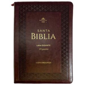 Biblia RVR1960 Letra Gigante 15 pts. Imit. Piel Marrón Geométrico con cierre e índice