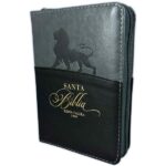 Biblia RVR1960 de Bolsillo León, Imit. piel negro/gris con índice