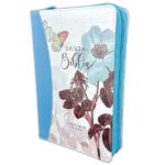 Biblia RV1960 Letra Gigante 14 pts. Flores turquesa con cierre