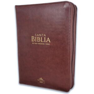 Biblia RV1960 Compacta Letra 11 pts. Imit. piel café oscuro con cierre