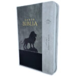Biblia RV1960 Letra Grande 12 pts. Imit piel negro/gris león, cierre e índice