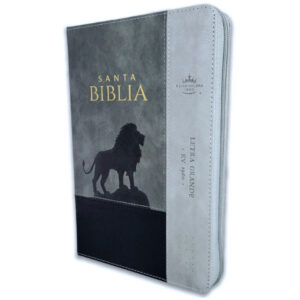 Biblia RV1960 Letra Grande 12 pts. Imit piel negro/gris león, cierre e índice