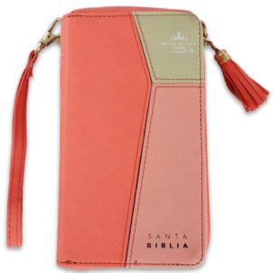 Biblia Chequera RV1960, Imit. piel coral y beige con índice
