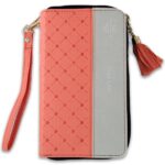 Biblia Chequera RV1960, imit. piel coral y gris claro