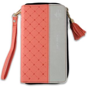 Biblia Chequera RV1960, imit. piel coral y gris claro