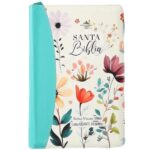 Biblia RVR1960 Tamaño Manual, Letra Gigante 14 pts. Imit. piel Jardín turquesa con cierre e índice