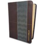 Biblia RVR1960 Tamaño Portátil 10 pts. Imit. piel geométrico café y gris
