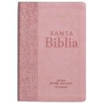 Biblia RVR60 Letra Súper Gigante 19 pts. Imit. piel rosa floral