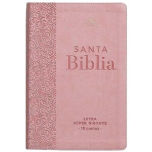 Biblia RVR60 Letra Súper Gigante 19 pts. Imit. piel rosa floral