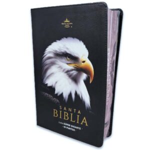 Biblia RVR60 Letra Súper Gigante 19 pts. Imit. piel negro águila con canto pintado